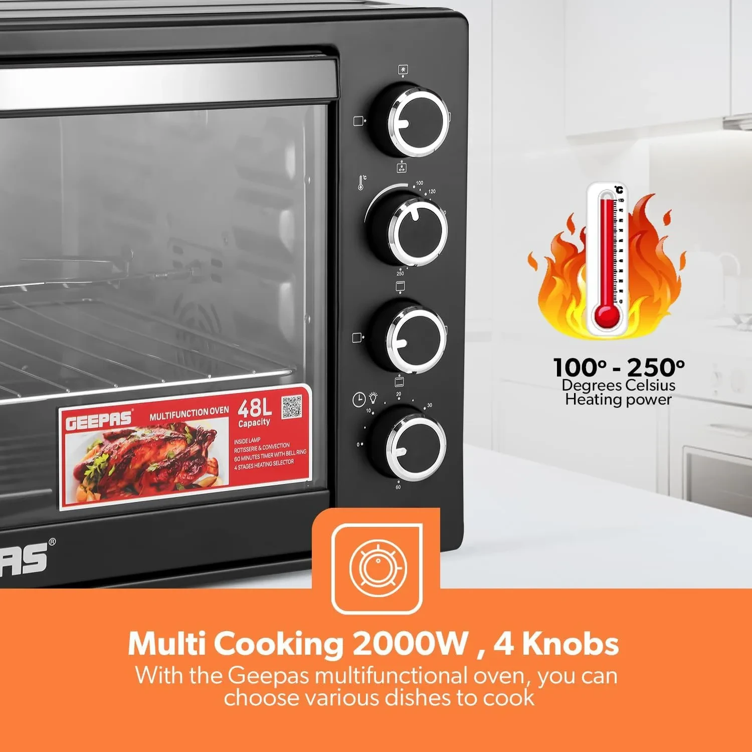 فرن كهربائي جيباس  سعة 48 لتر موديل : GO4451N - صورة المنتج 5