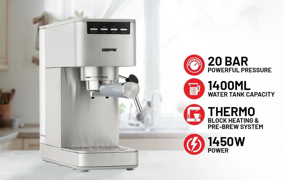 ماكينة تحضير القهوة جيباس موديل GCM1415SS - صورة المنتج 6