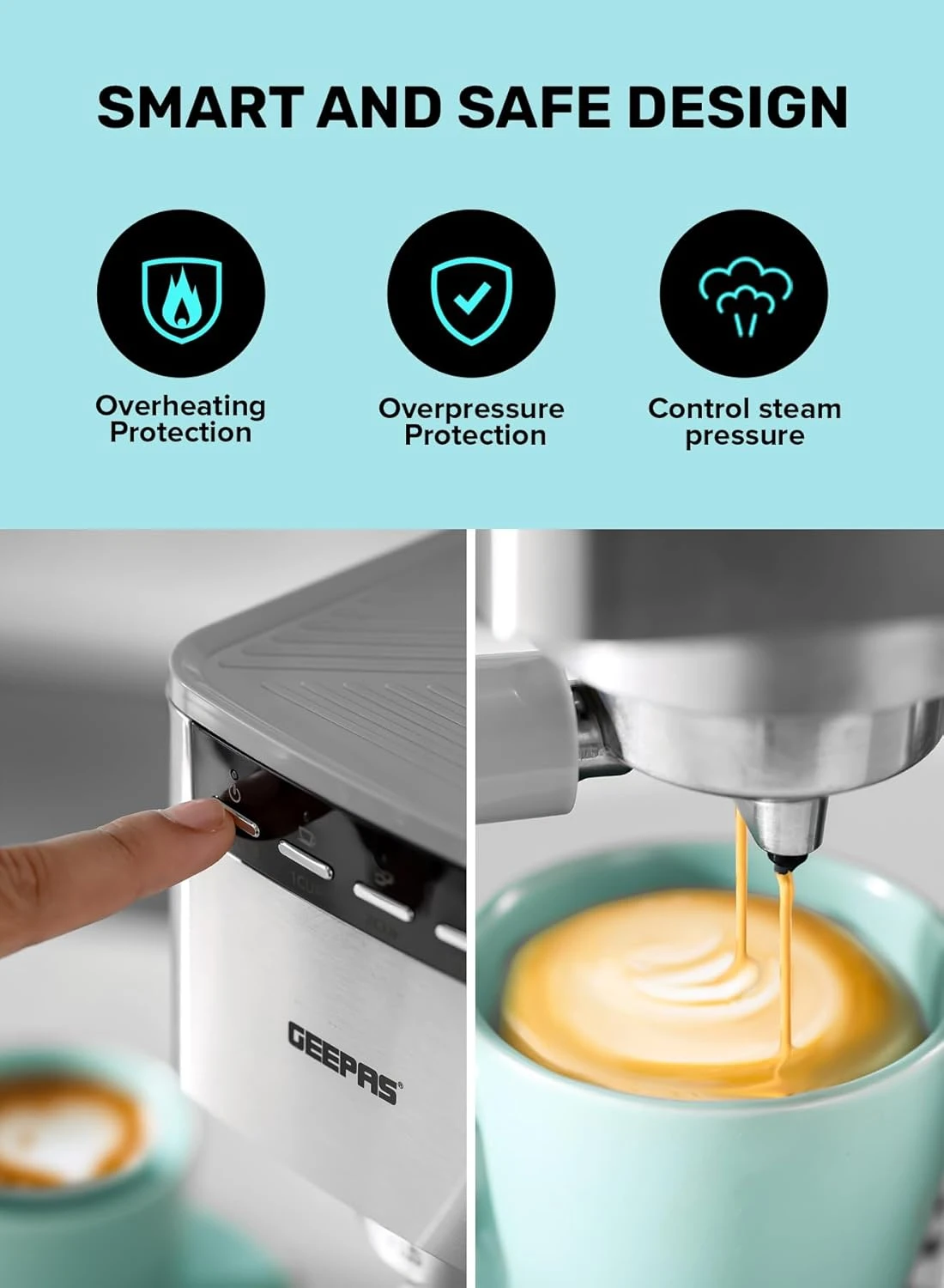 ماكينة تحضير القهوة جيباس موديل GCM1415SS - صورة المنتج 5