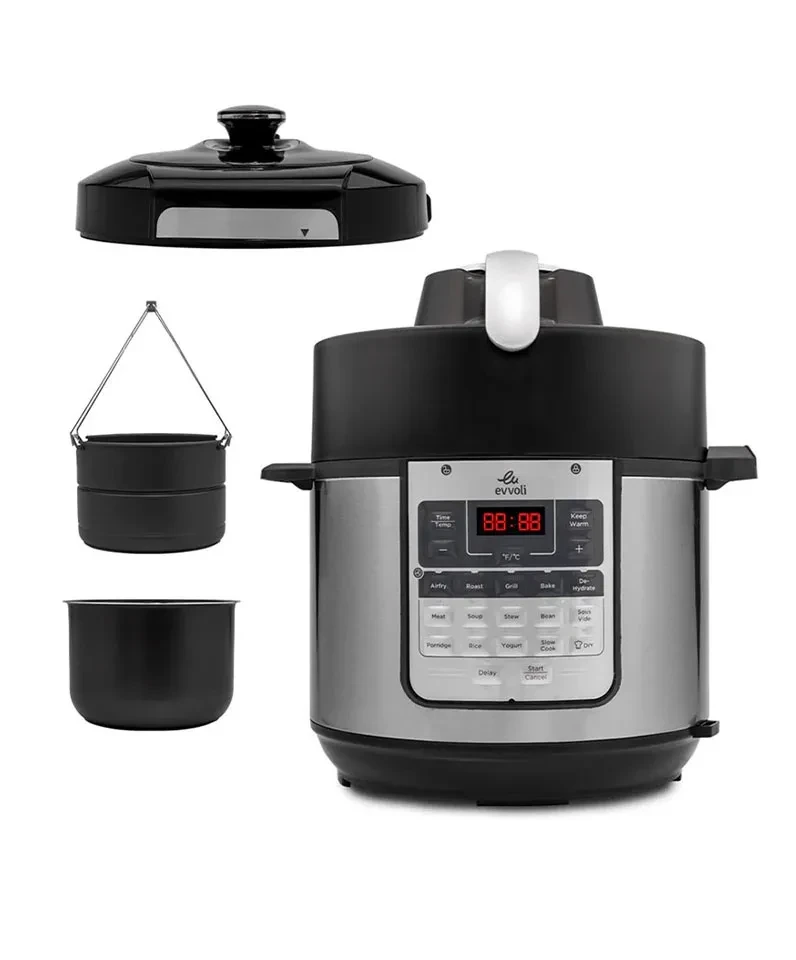 Hover image for طنجرة ضغط كهربائية من إيڤولي مع مقلاة هوائية 15 في 1، 1500 واط وسعة 5.7 لتر موديل  EVKA-COM6015S