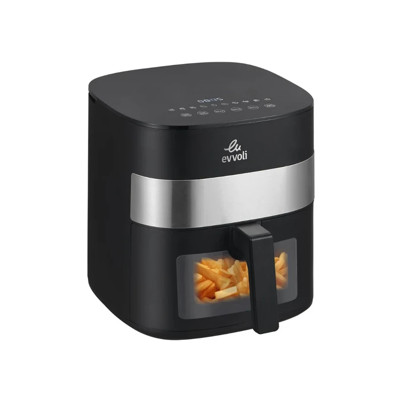 قلاية هوائية | سعة 6 لتر من إيڤولي مع 10 برامج مسبقة الإعداد، نافذة شفافة لمراقبة الطعام| 1500 واط موديل EVKA-AF6010T - صورة المنتج 3