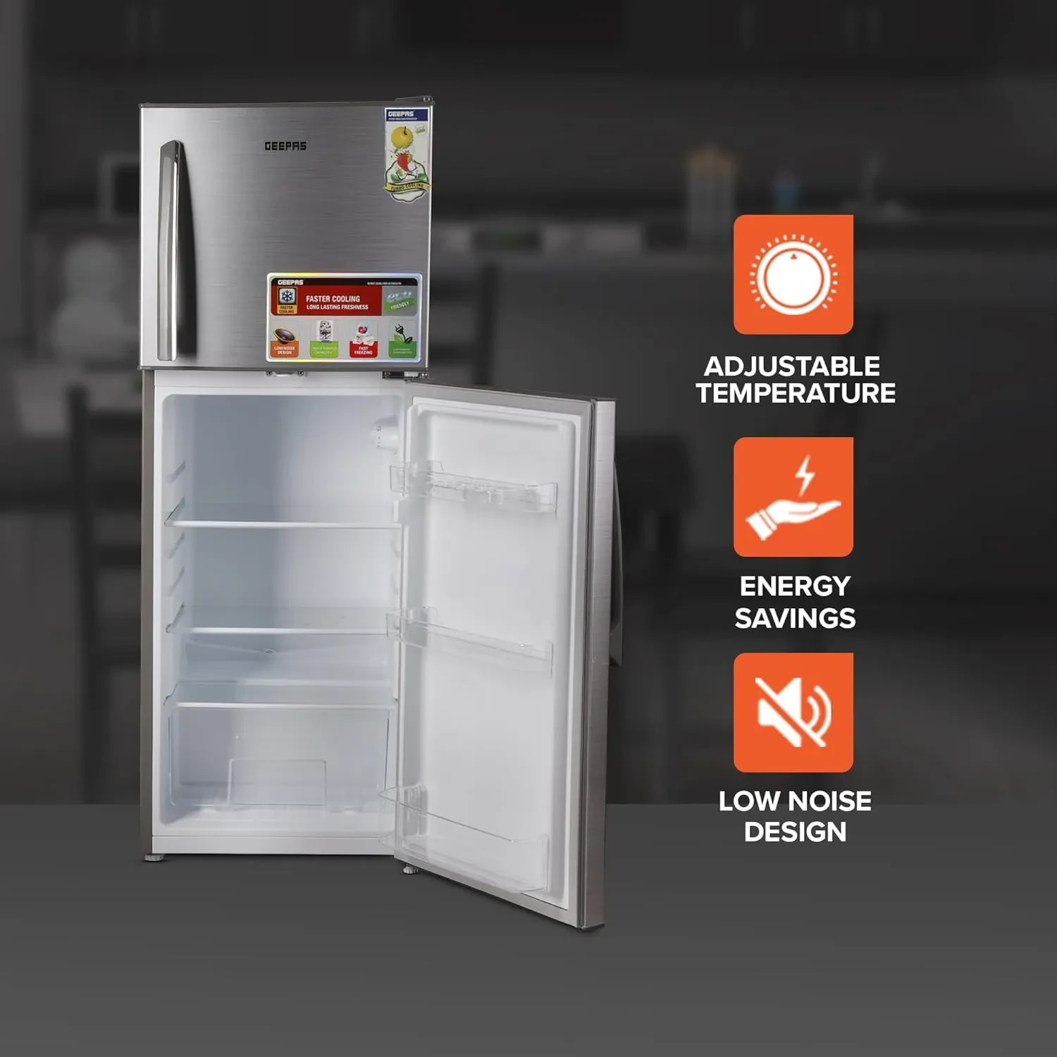 ثلاجة جيباس وقافي بابين ثلج سعة 200 لتر موديل GRF2209SXE - صورة المنتج 7