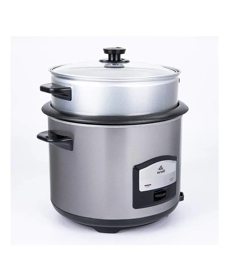 Hover image for جهاز طهي الارز 2 في 1 مع جهاز بخار من ايفولي سعة2لتر 750 واط فضي EVKA-RC6501S