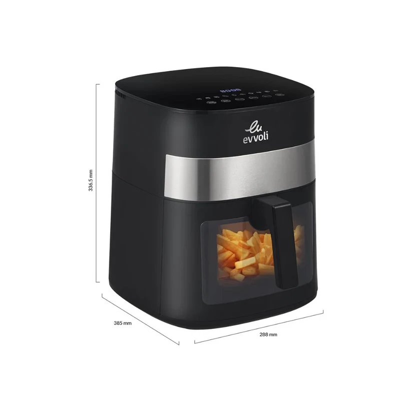 قلاية هوائية من إيڤولي بسعة 8 لتر مع 10 برامج مسبقة الإعداد ونافذة شفافة لمراقبة الطعام| 1800 واط. موديل EVKA-AF8010T - صورة المنتج 1