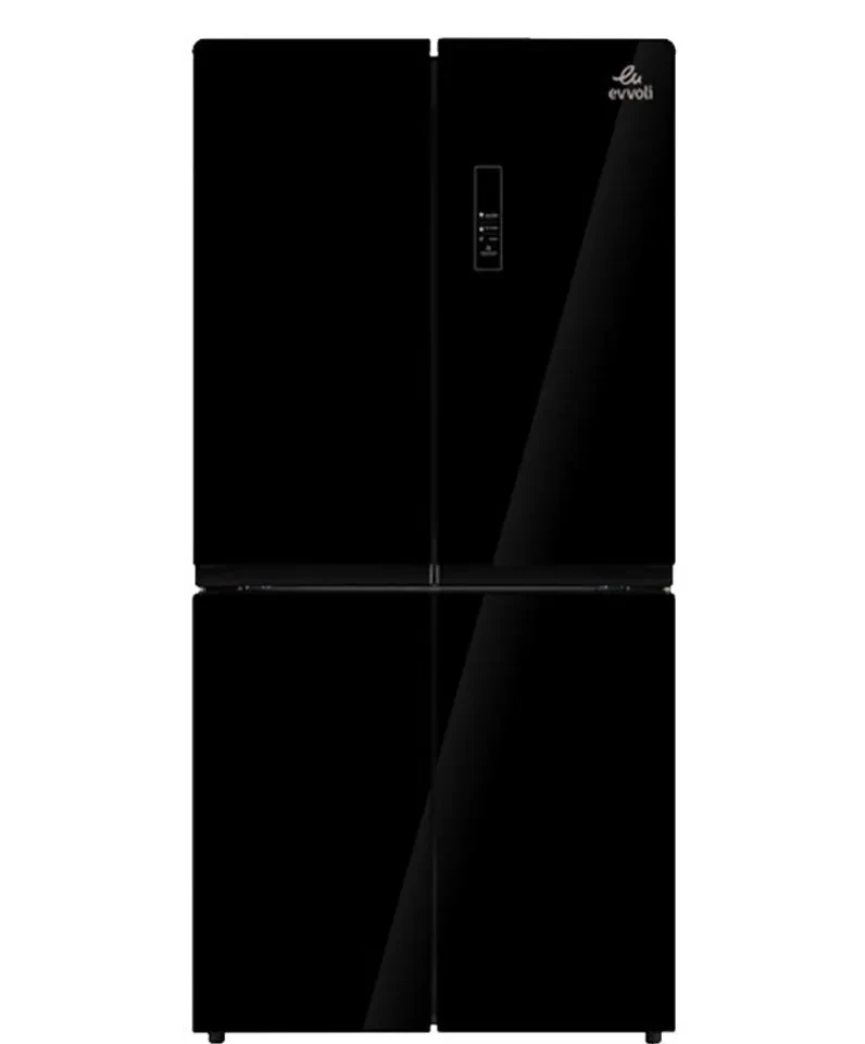 ثلاجة إيفولي - اربعة ابواب - سعة ( 575 ) لتر، فريزر سفلي ، أسود – EVRFM-F575B